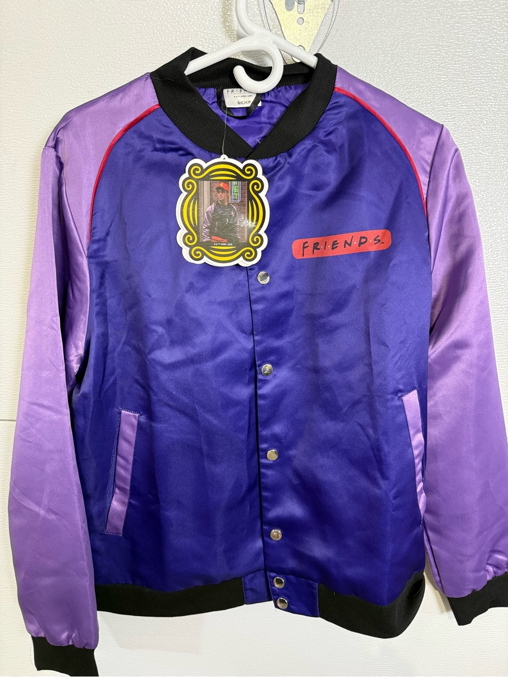 NWT Friends Purple Satin Bomber Jacket